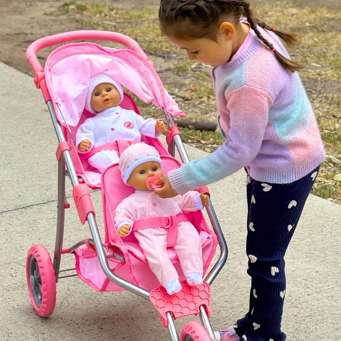 Playworld - Stars & Hearts Doll Twin Jogger - Pink