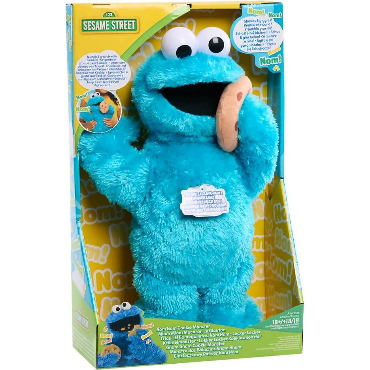 Sesame Street - Animated Nom Nom Cookie Monster Plush - Jasnor
