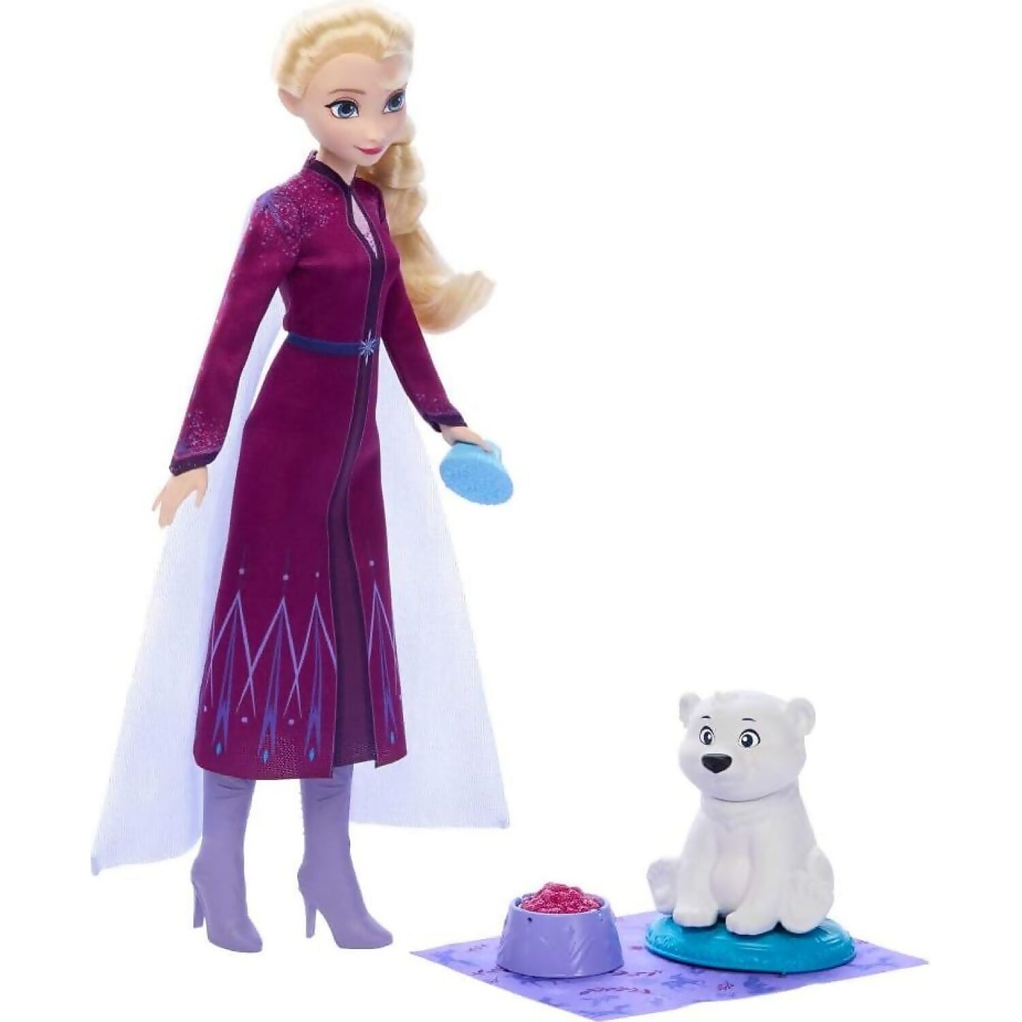 Disney Frozen - Elsa Fashion Doll & Polar Bear Cub Figure With 4 Nurturing Accessories