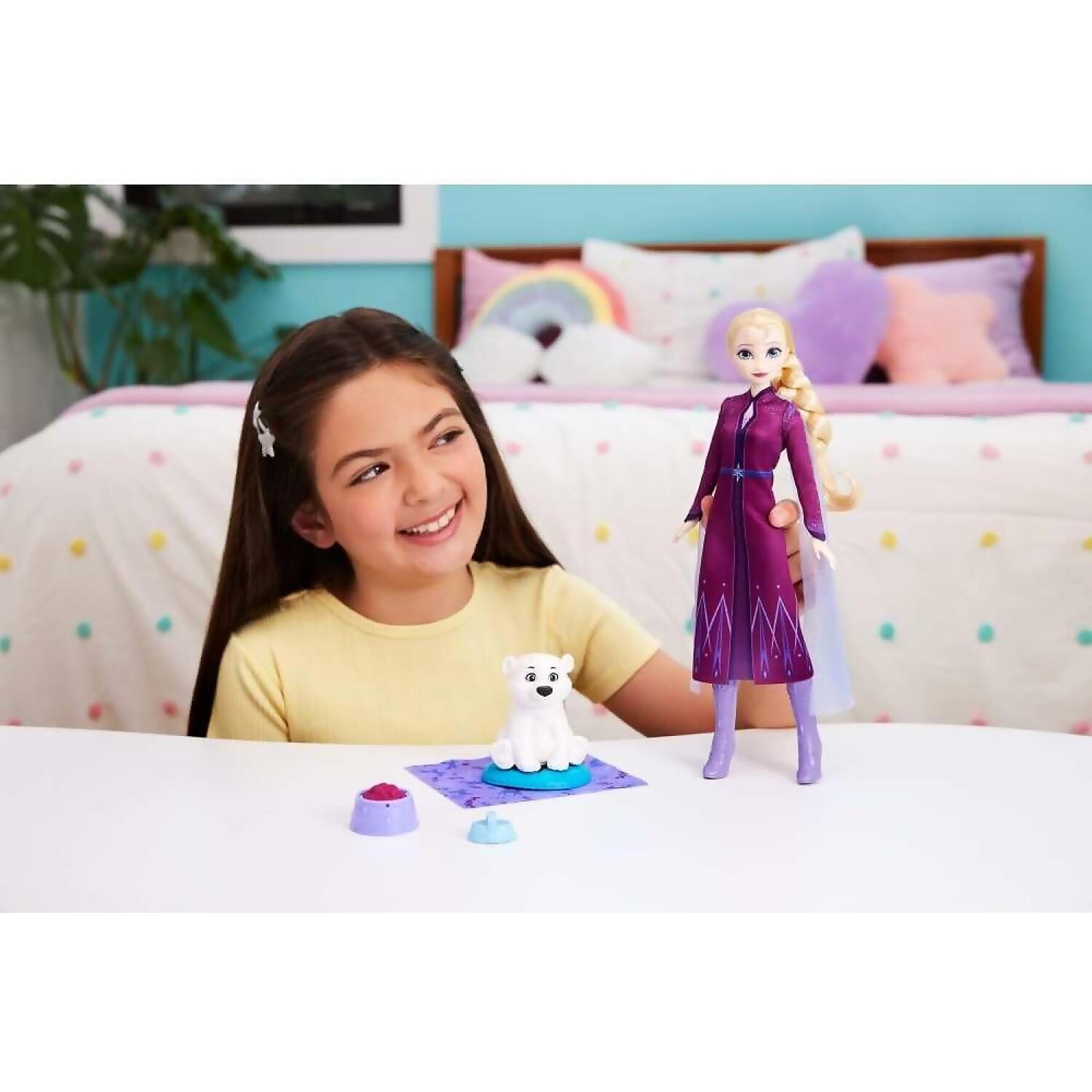 Disney Frozen - Elsa Fashion Doll & Polar Bear Cub Figure With 4 Nurturing Accessories
