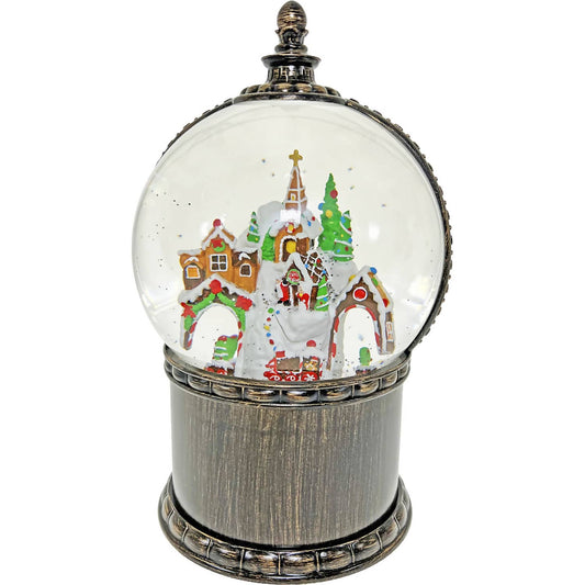 Cotton Candy - Xmas Globe Gingerbread Village LED Lantern with Glitter Motion 28cm x 18cm - Christmas