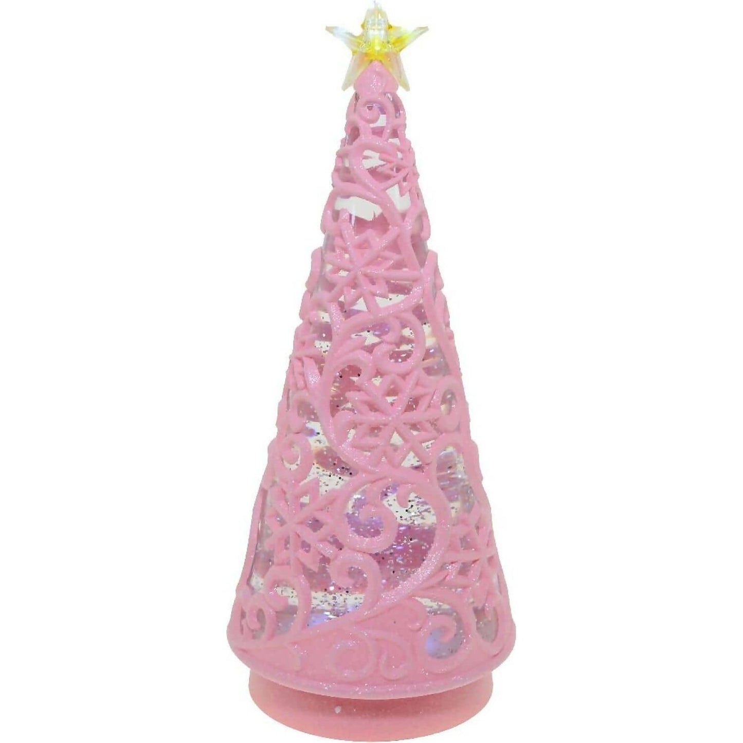 Cotton Candy - Christmas Tree Pink 30cm LED Lantern with Glitter Motion - Xmas