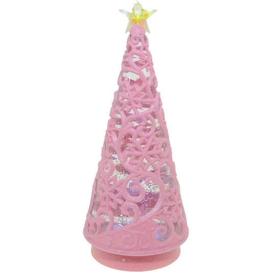 Cotton Candy - Christmas Tree Pink 30cm LED Lantern with Glitter Motion - Xmas