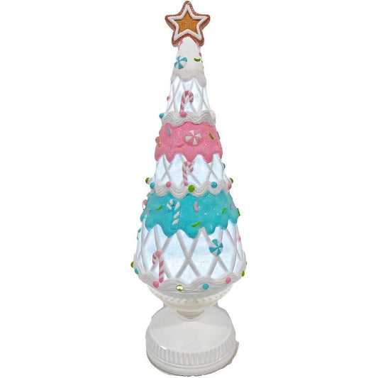 Cotton Candy - Christmas Tree with Candy LED Lantern with Glitter Motion 36cm x 16cm x 11cm - Xmas