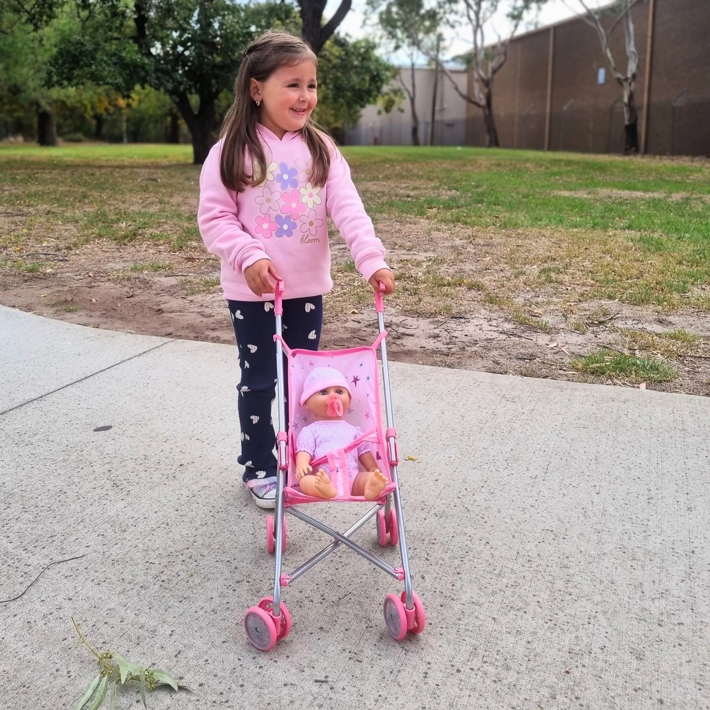 Playworld - Stars Doll Umbrella Stroller - Pink