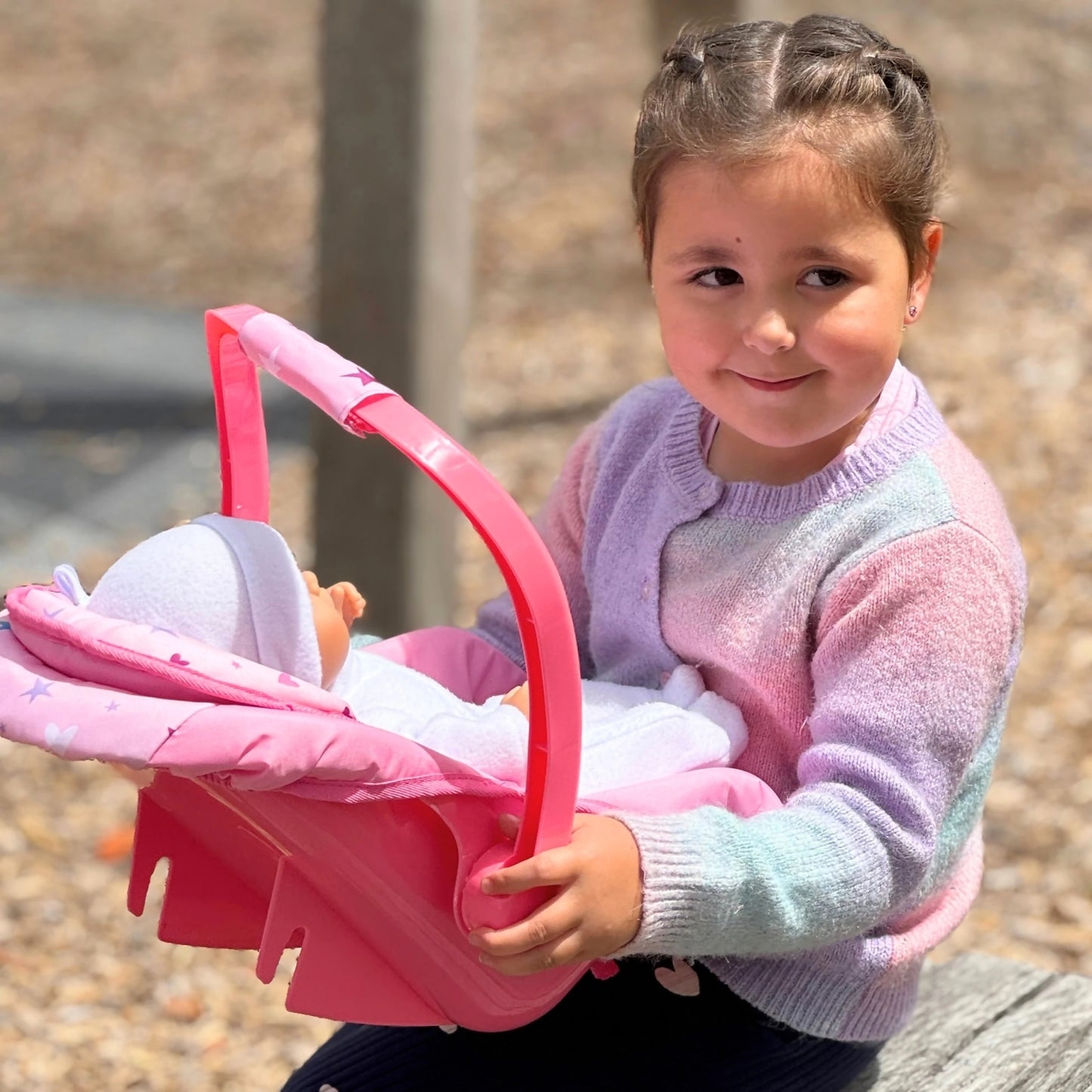 Playworld - Stars Doll Carry Car Seat - Pink