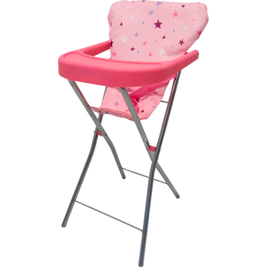 Playworld - Stars & Hearts Doll Highchair - Pink