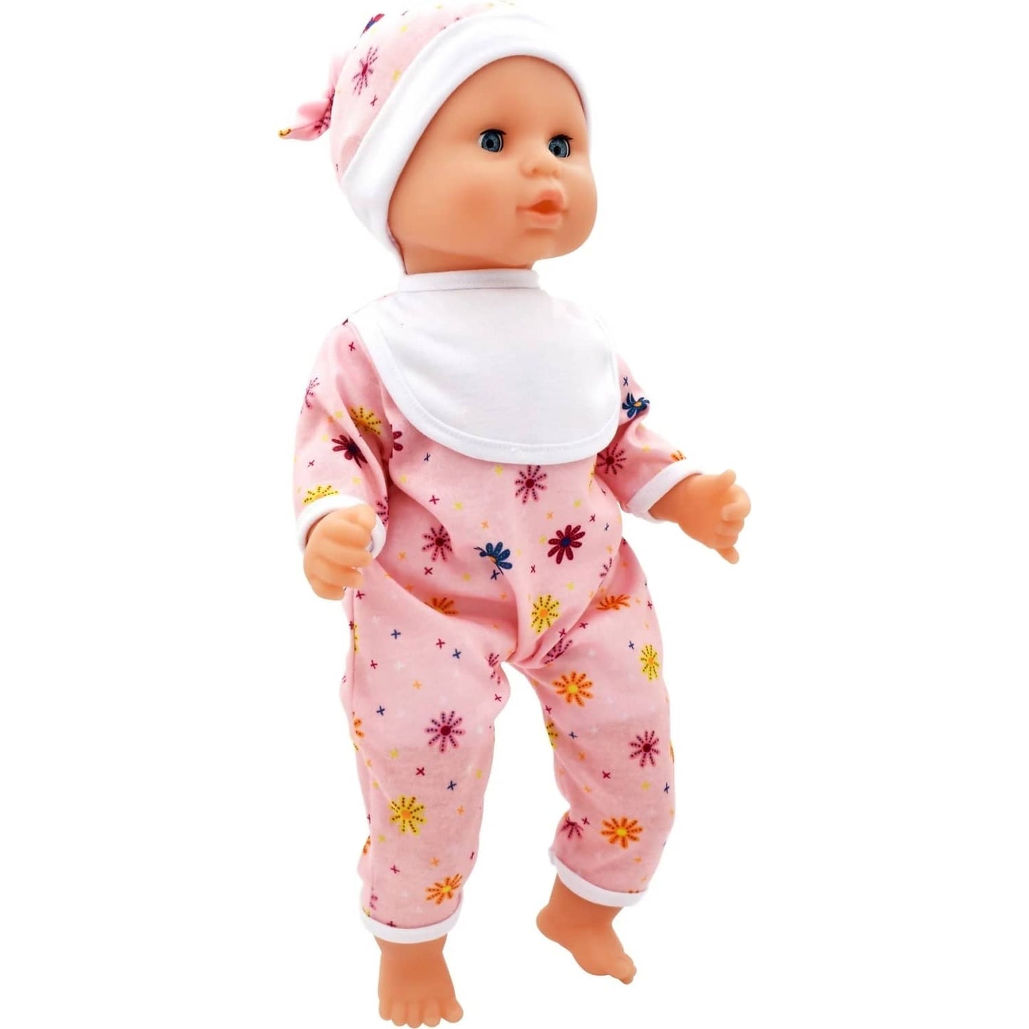 Dolls World - Baby Joy Floral Romper & Accessories - Soft Bodied Doll 38cm
