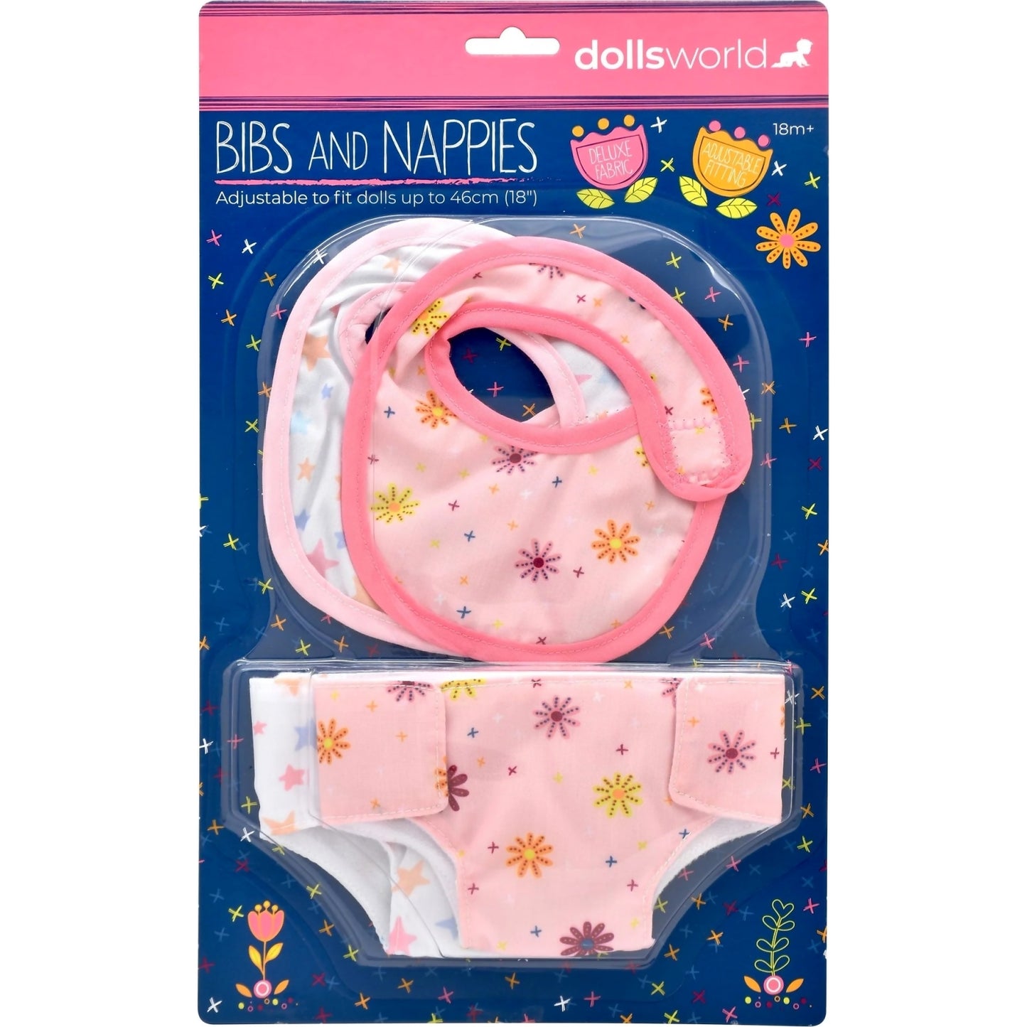 DollsWorld - Dolls Bibs & Nappies Set