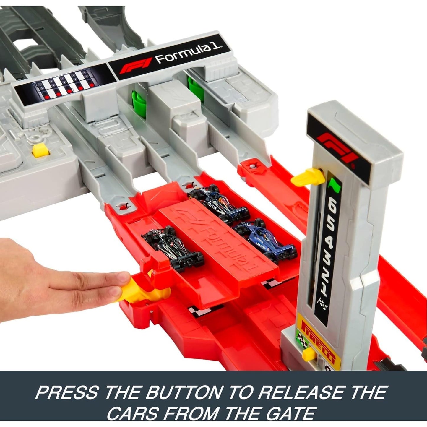 Hot Wheels - Race Formula 1 Grand Prix Circuit Track Set with 3 1:64 Scale Die-Cast Toy Cars - Mattel