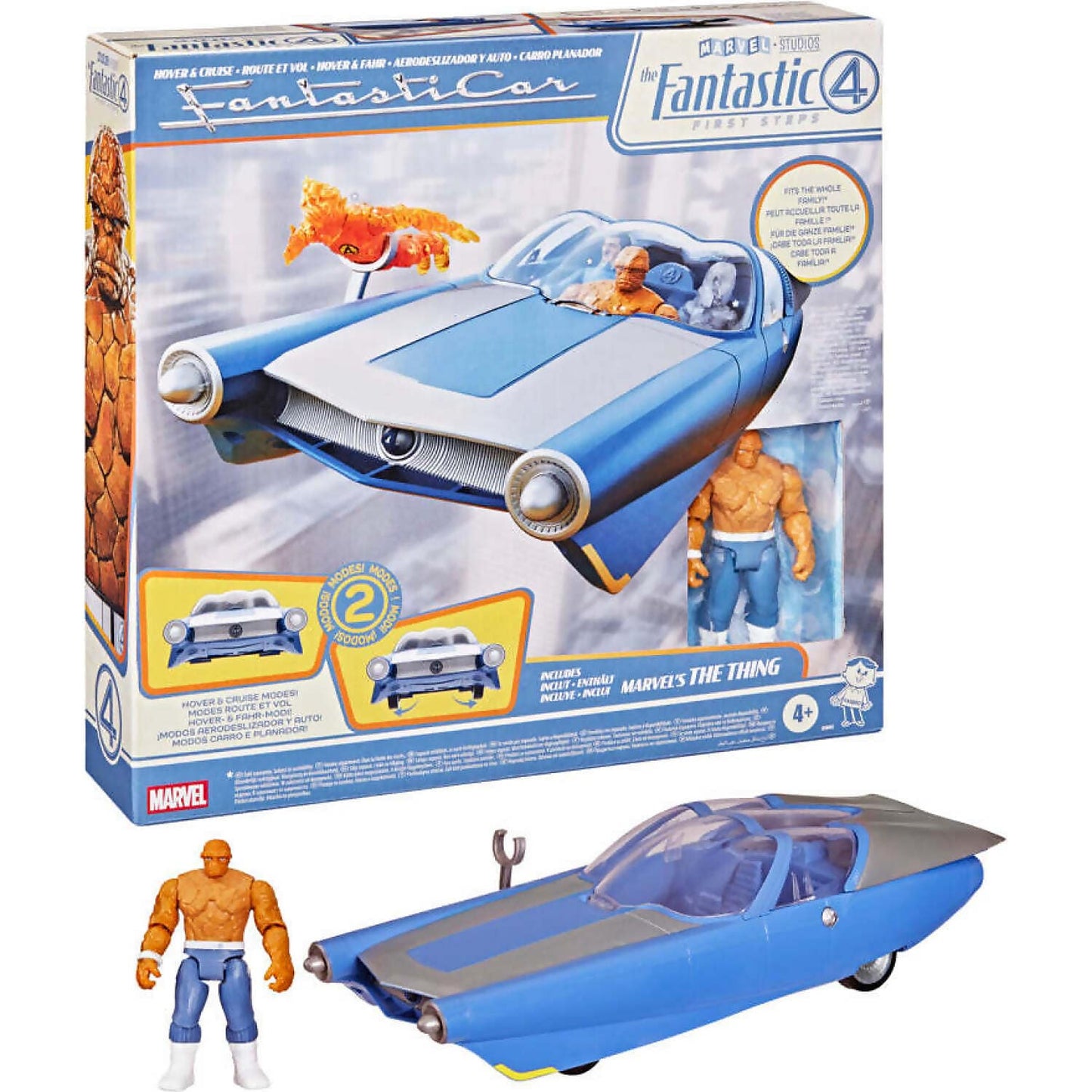 Marvel Studios - The Fantastic Four: First Steps Hover & Cruise FantastiCar with The Thing Action Figure