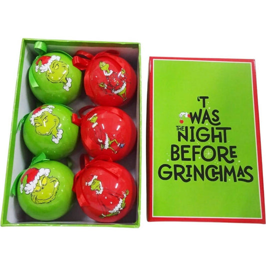 Cotton Candy - Xmas Dr. Seuss The Grinch Set of 6 Baubles - Christmas