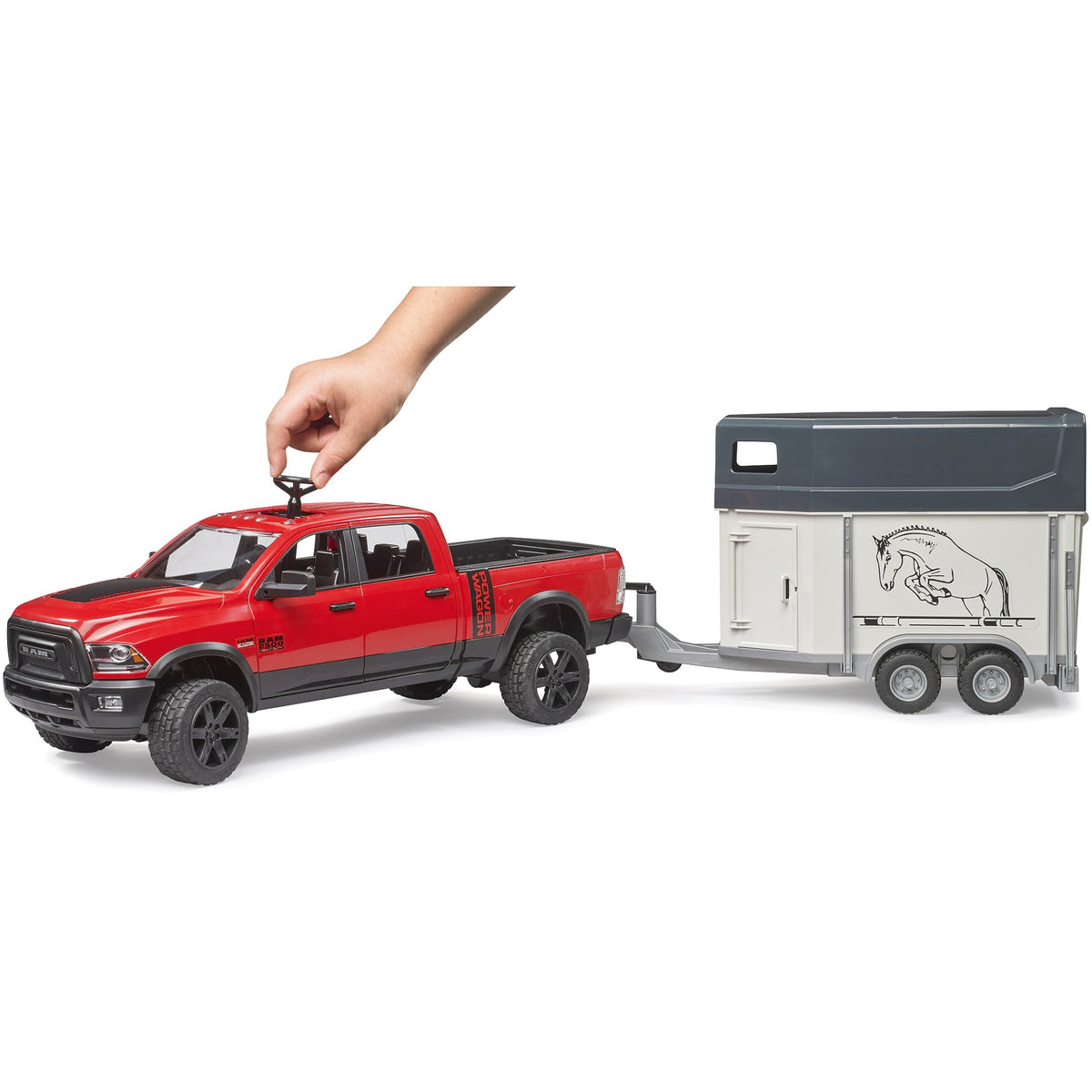 Bruder - RAM 2500 Power Wagon with Horse Trailer and Horse Scale 1:16