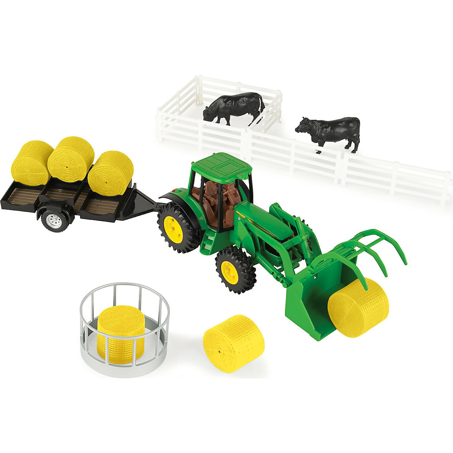John Deere - 1:32 Scale Haying Set with Tractor Trailer Farm Animals