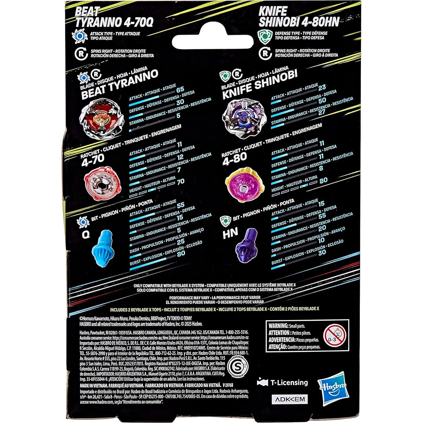 Beyblade -  X Beat Tyranno 4-70Q & Knife Shinobi 4-80HN Dual Pack Set
