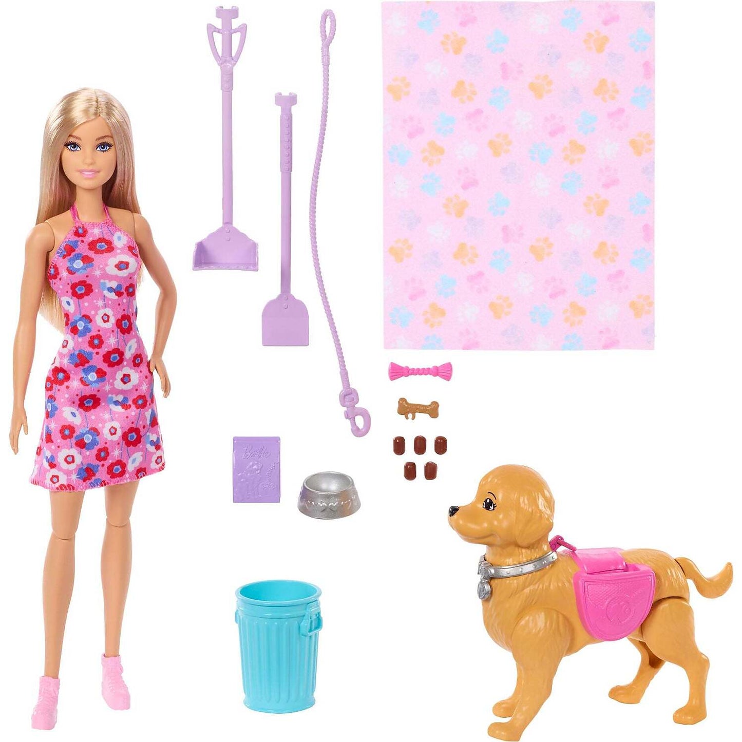 Barbie - Family & Friends Barbie Malibu Walk & Potty Pup Doll - Mattel