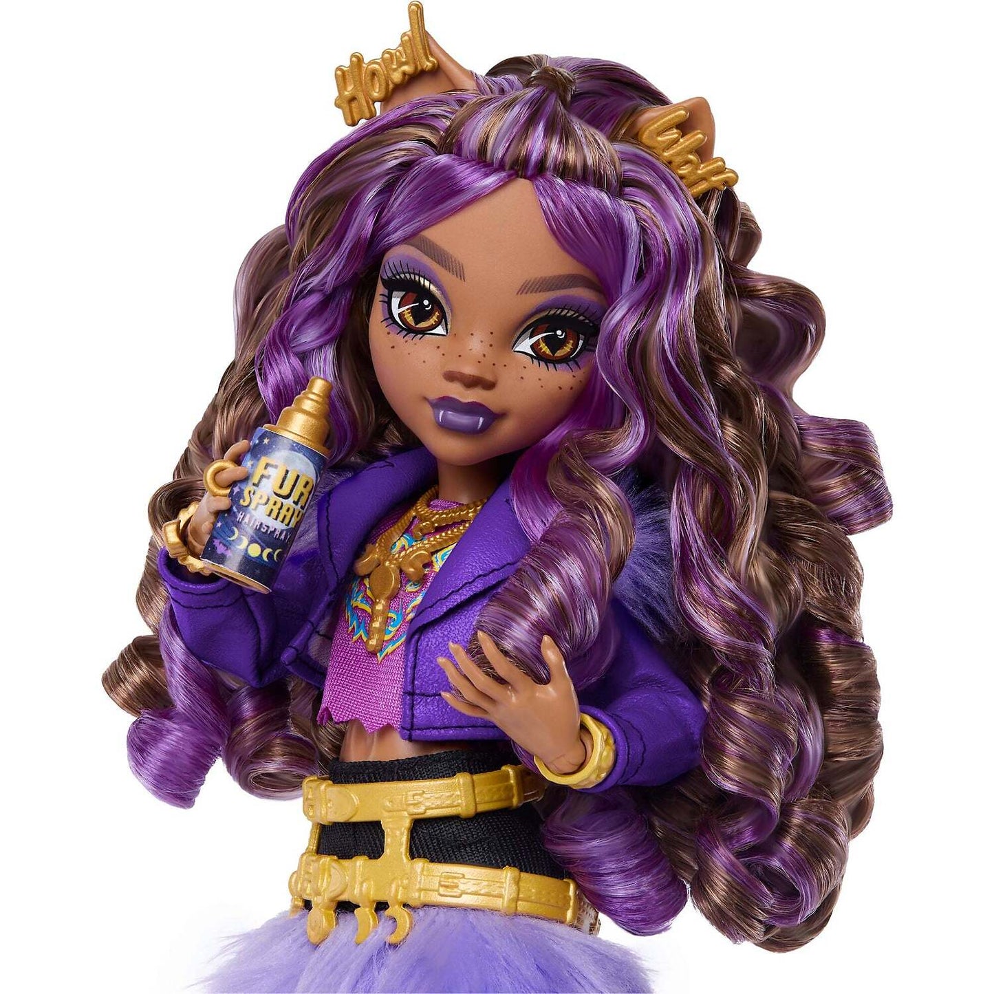 Monster High - Clawdeen Wolf Fashion Doll in Furry Skirt with Pet Crescent and 7 Accessories - Mattel