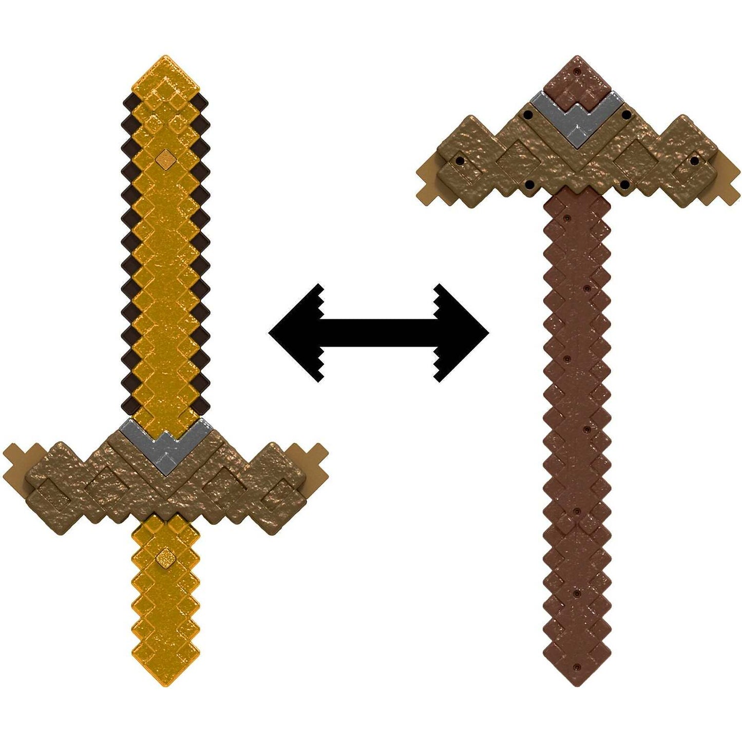 Minecraft - Transformable Click and Switch Sword and Pickaxe 2-in-1 Toy Pretend Play - Mattel