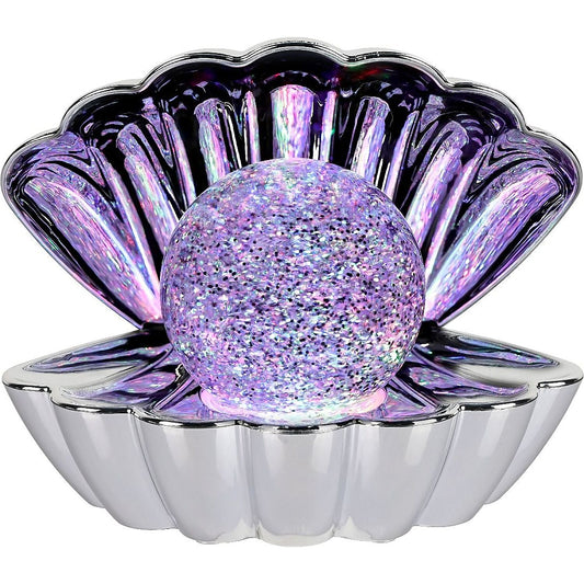 Cotton Candy - Clam Shell Glitter Lamp Silver - LED Colour Changing Lamp