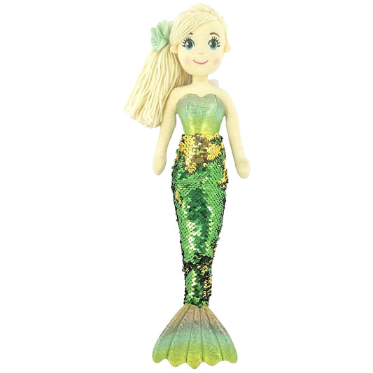 Cotton Candy - Mermaid 45cm Sophie Green/Gold Sequined Flip Tail Plush
