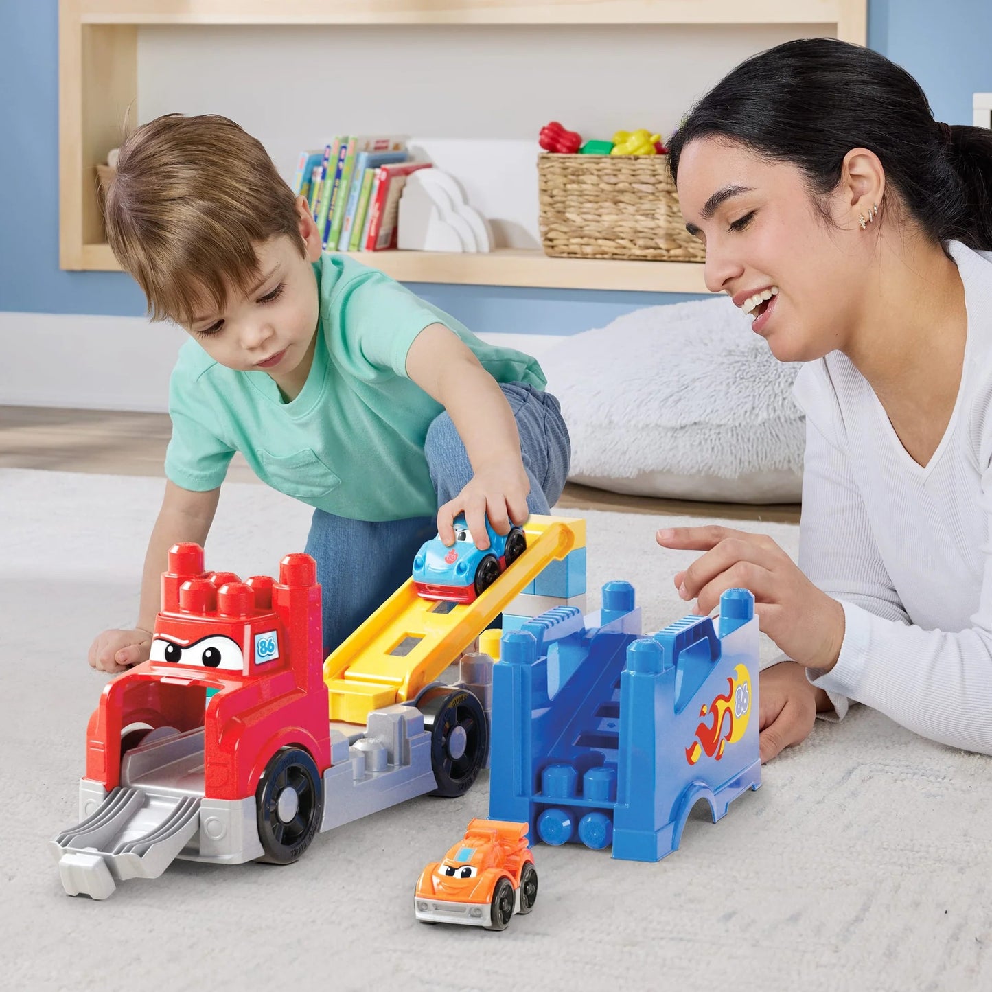 MEGA BLOKS - First Builders Build & Race Rig Toy Blocks - Mattel