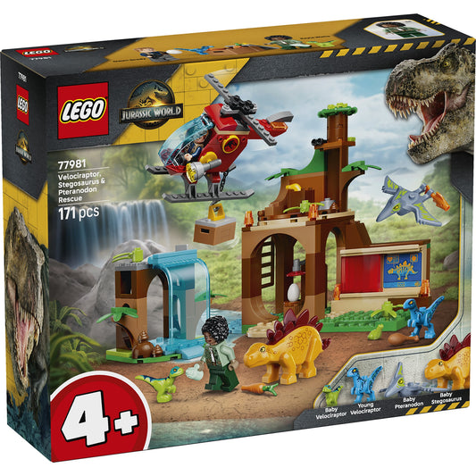 LEGO 77981 Velociraptor Stegosaurus & Pteranodon Rescue - Jurassic World 4+