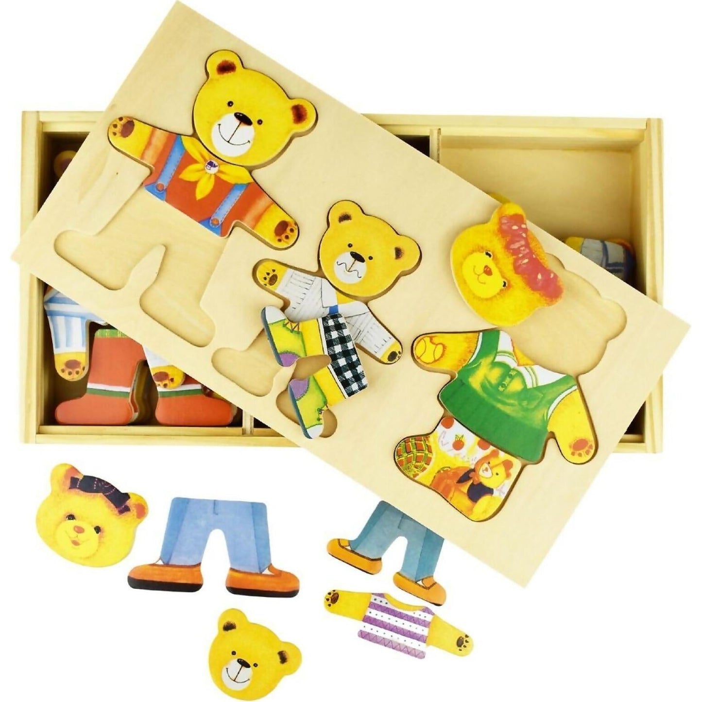Kaper Kids - Dressing Bear Family Wooden Puzzle