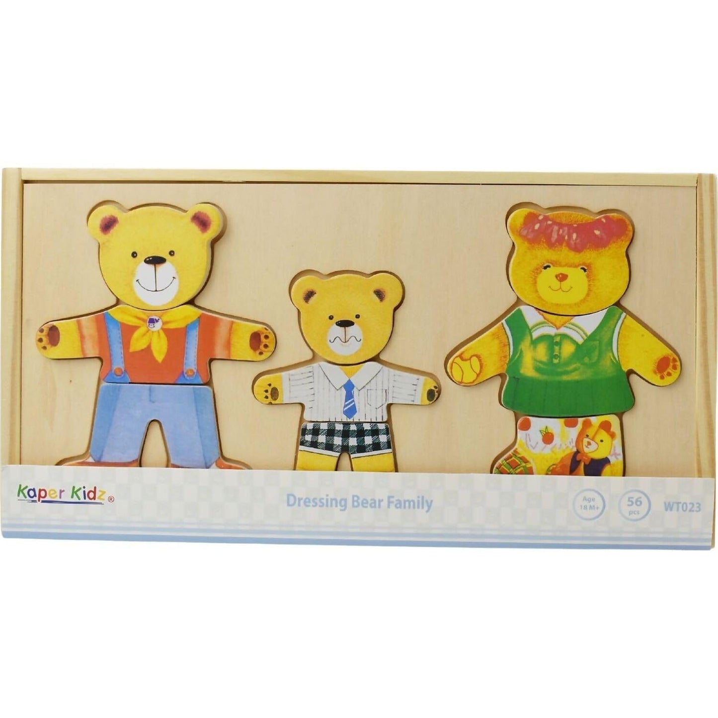 Kaper Kids - Dressing Bear Family Wooden Puzzle