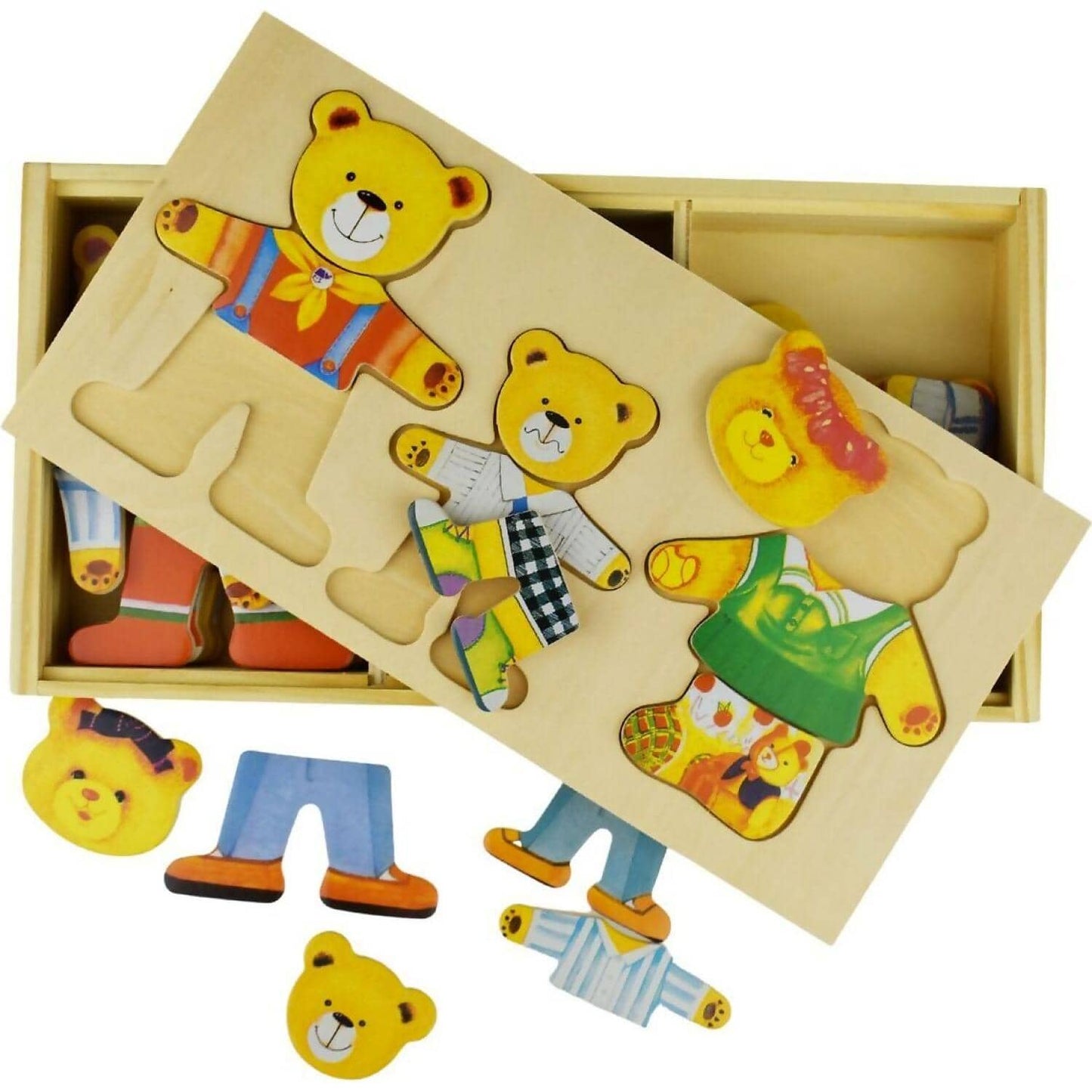 Kaper Kids - Dressing Bear Family Wooden Puzzle