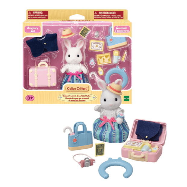 Sylvanian Families - Weekend Travel Set With Snow Rabbit Mother Animal Doll Playset