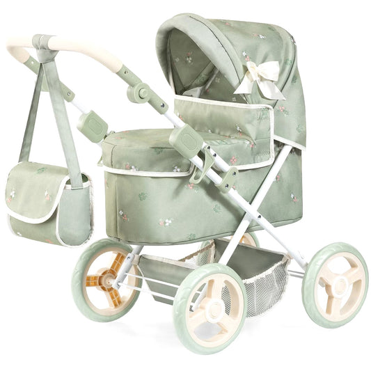 Bayer - Trendy Doll Pram Soft Sage Green with Flowers