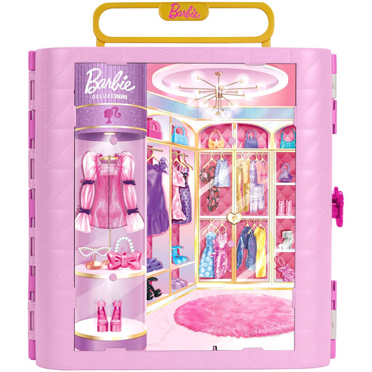 Barbie - Deluxe Style Closet with Spin & Style Feature Portable Storage Dolls not Included - Mattel