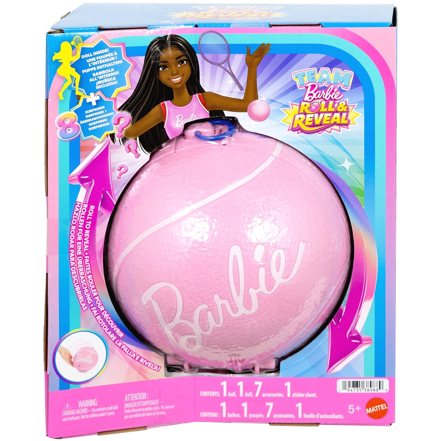 Barbie - Team Barbie Roll & Reveal Tennis Player Fashion Doll Playset - Mattel