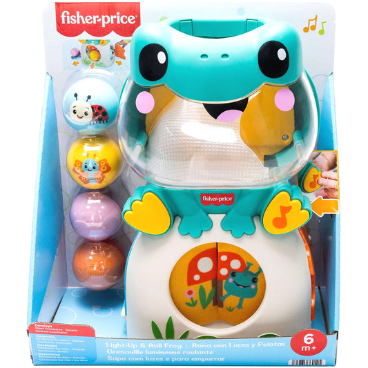 Fisher-Price - Light-Up & Roll Frog Musical Ball Drop Activity Toy - Mattel