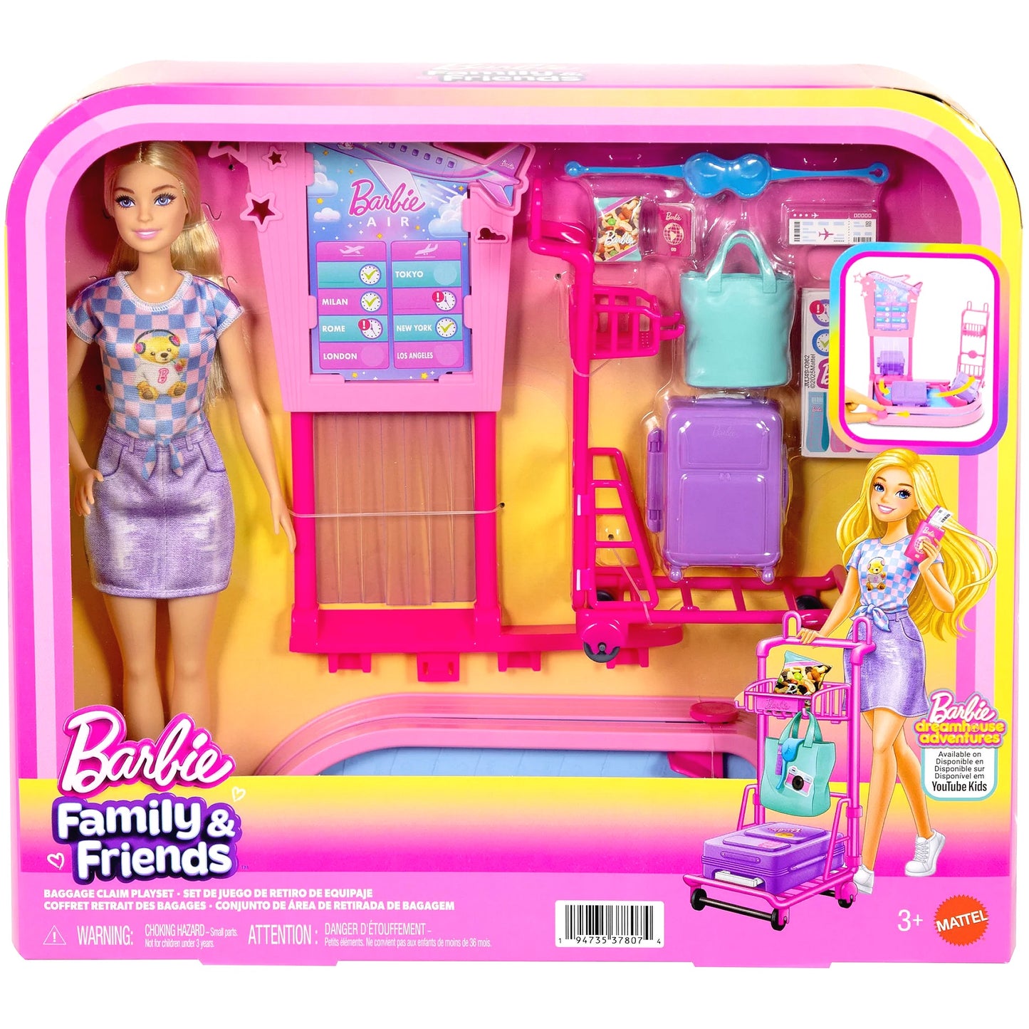 Barbie - Family & Friends Baggage Claim Playset - Mattel