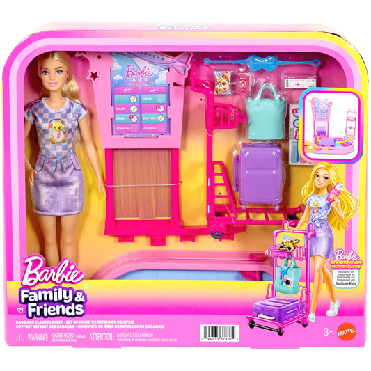 Barbie - Family & Friends Baggage Claim Playset - Mattel