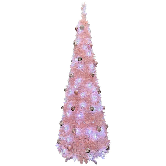 Cotton Candy - Xmas 180cm Pre-Lit Pink Dressed Pop Up Christmas Tree (6ft)