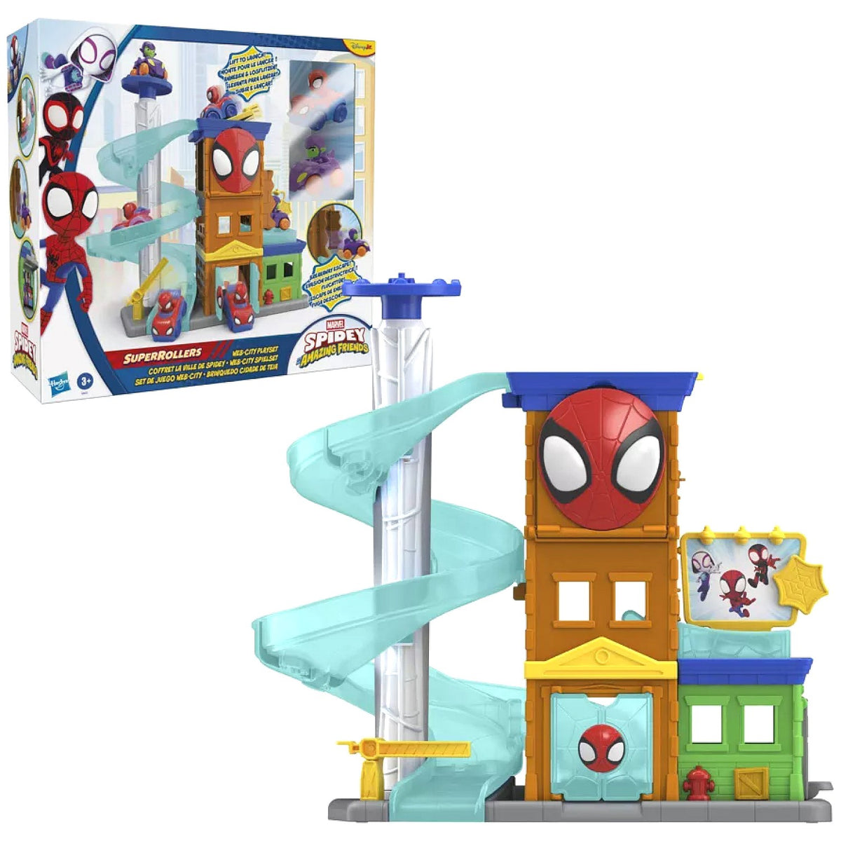 Marvel - Spidey and His Amazing Friends SuperRollers Webcity Playset Action Figure - Hasbro