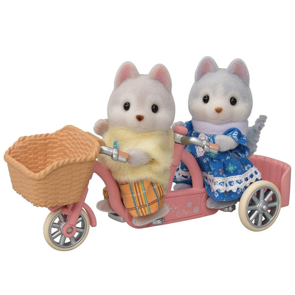 Sylvanian Families - Tandem Cycling Set Husky Sister &amp; Brother Animal Doll Playset