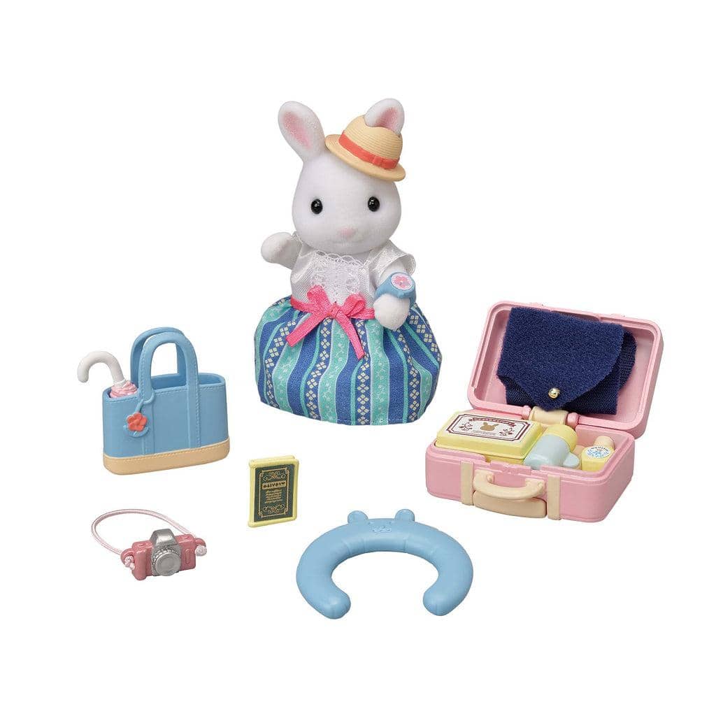 Sylvanian Families - Weekend Travel Set With Snow Rabbit Mother Animal Doll Playset