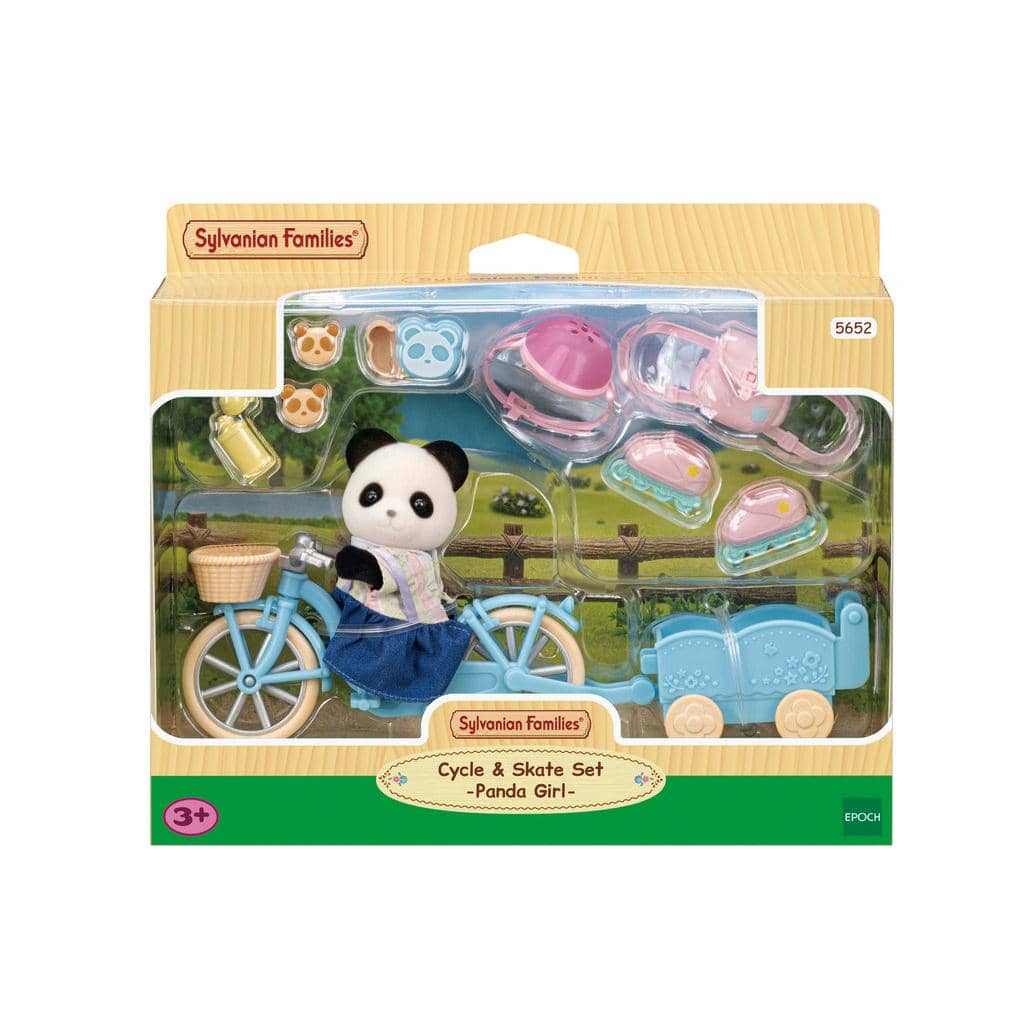 Sylvanian Families - Cycle &amp; Skate Playset - Panda Girl Animal Doll Playset