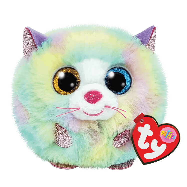 Ty - Beanie Ball Puffies - Heather Multicolored Cat 10cm