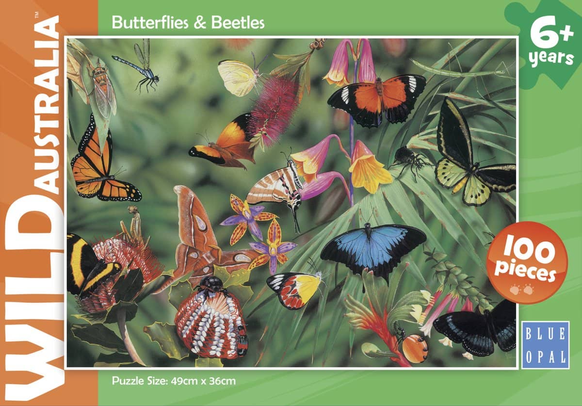 Blue Opal - Wild Australia Butterflies & Beetles Jigsaw Puzzle 100 Pieces