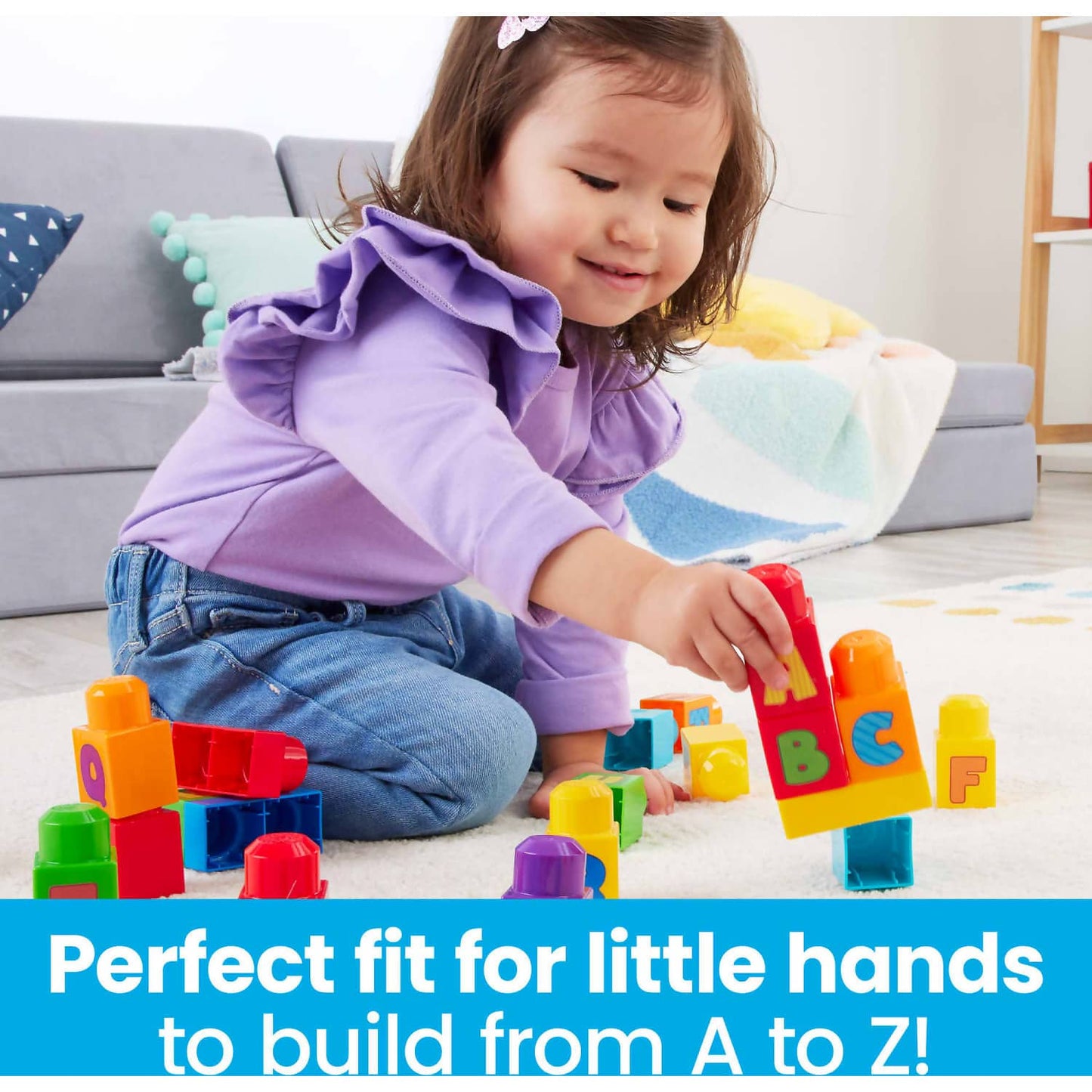 Fisher-price - Mega Bloks Abc Building Bag Block Toy With Storage 30 Pieces For Toddler