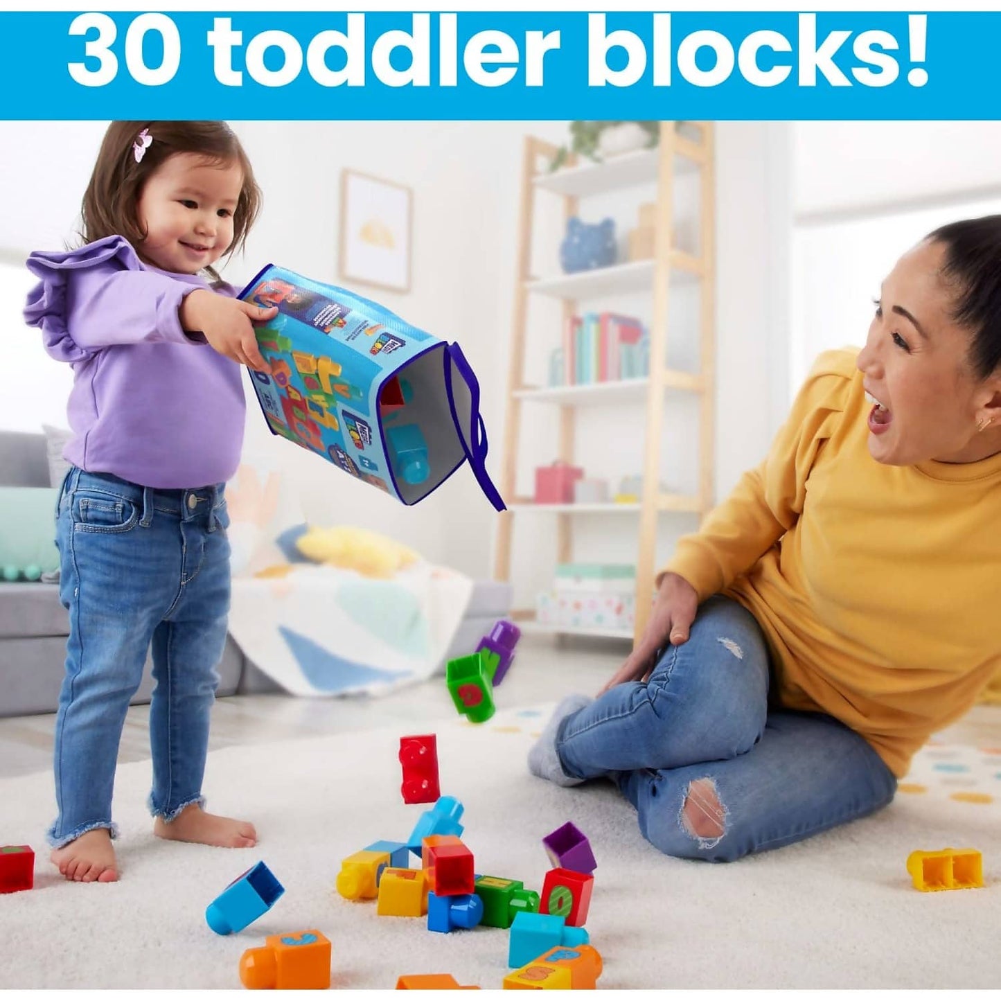 Fisher-price - Mega Bloks Abc Building Bag Block Toy With Storage 30 Pieces For Toddler