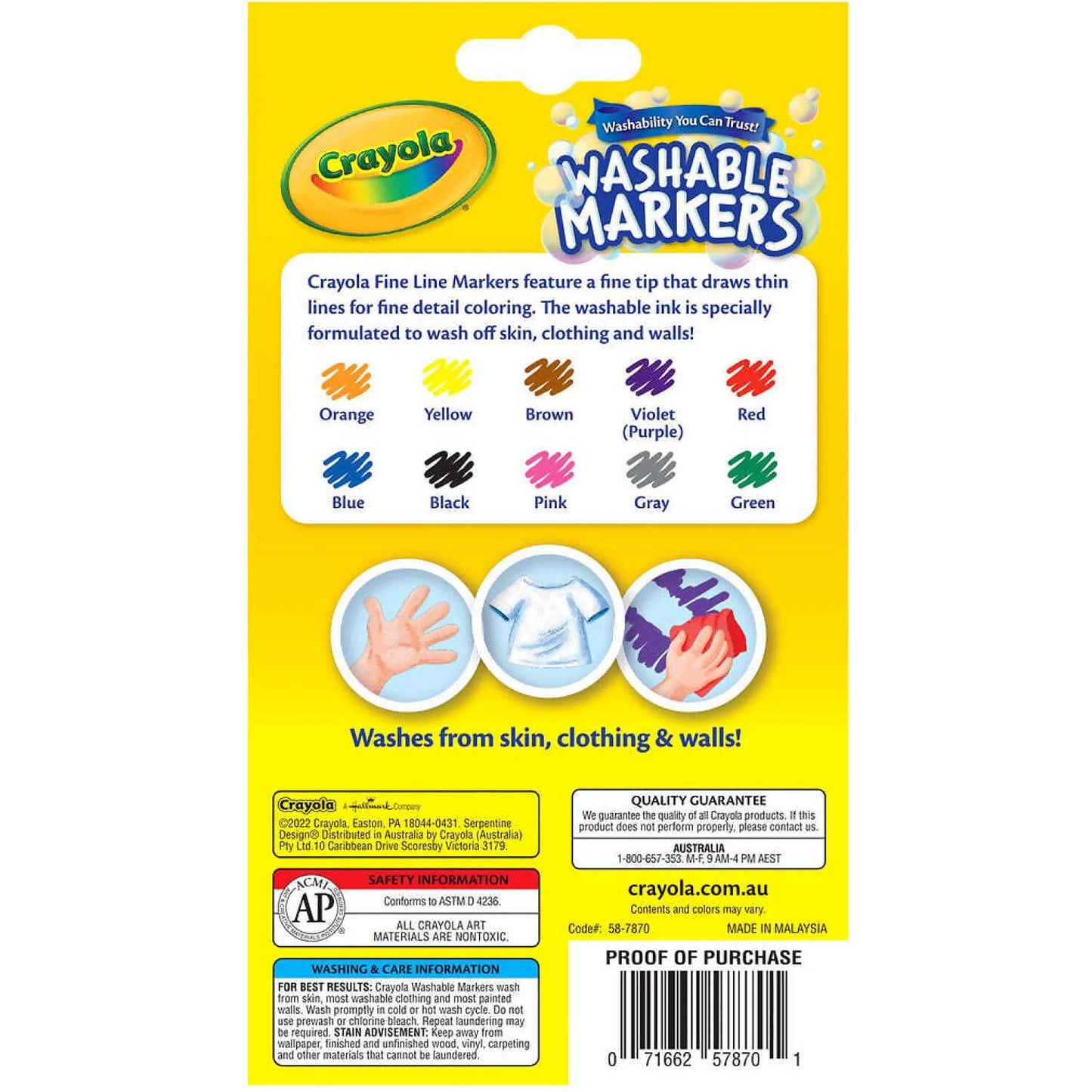 Crayola - Ultra-clean Classic Washable Fine Line Marker 10 Pack