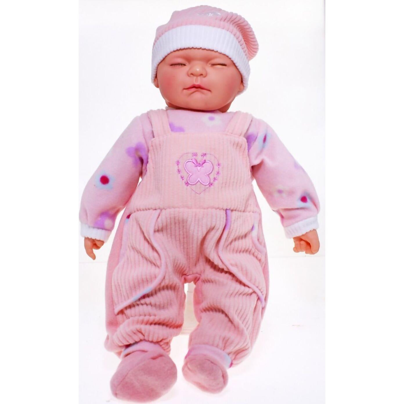 Cotton Candy - Baby Doll Chloe With Dummy - Light Pink Overalls