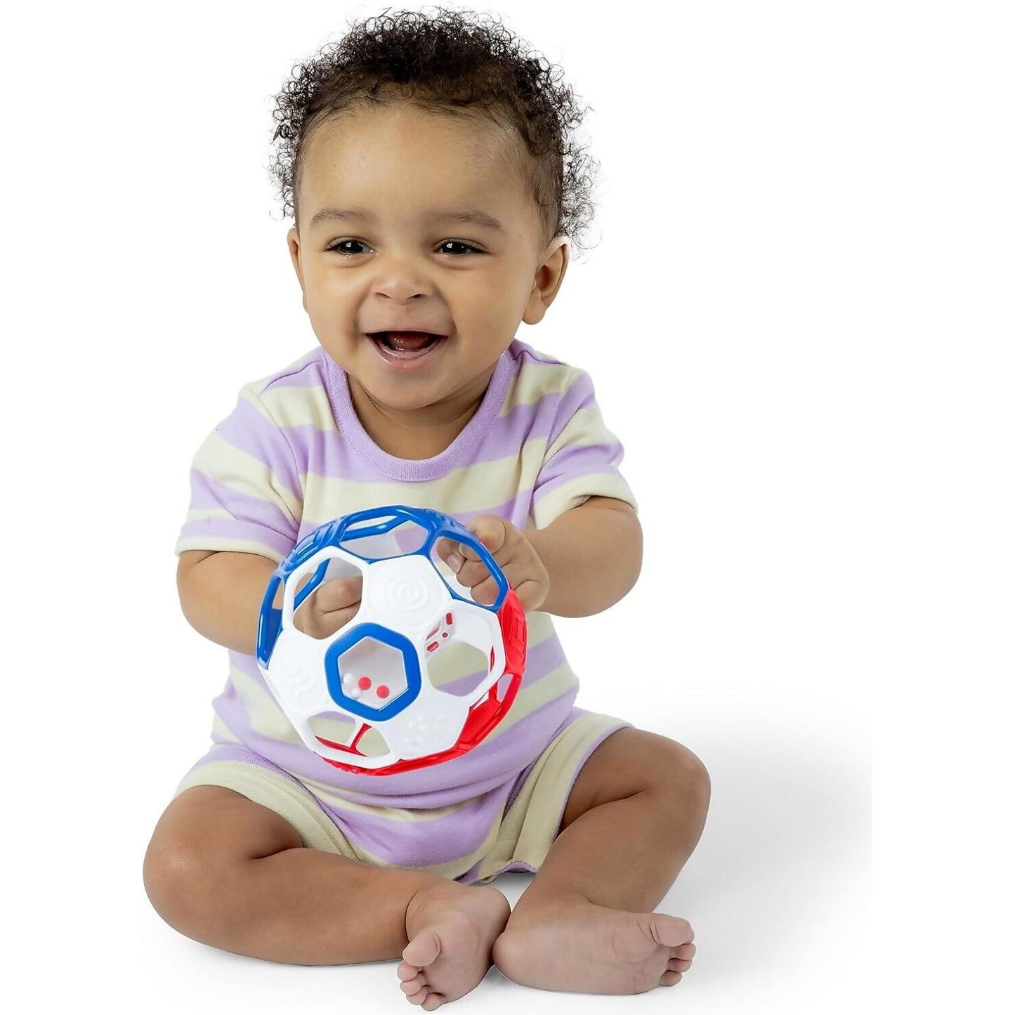 Bright Starts - Oball Grippin Goals Rattle Soccer Ball - Red White & Blue
