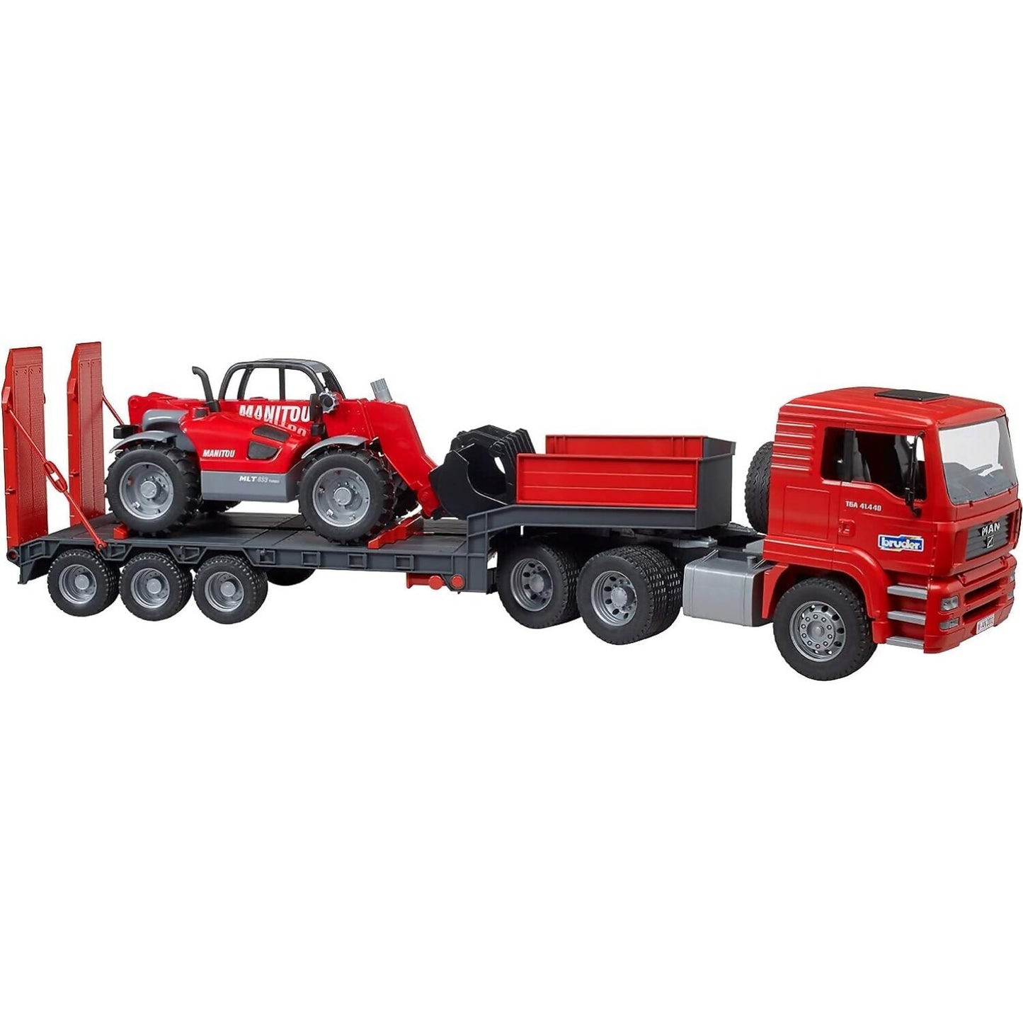 Bruder - Man Tga Truck With Low Loader Trailer And Manitou Telehandler