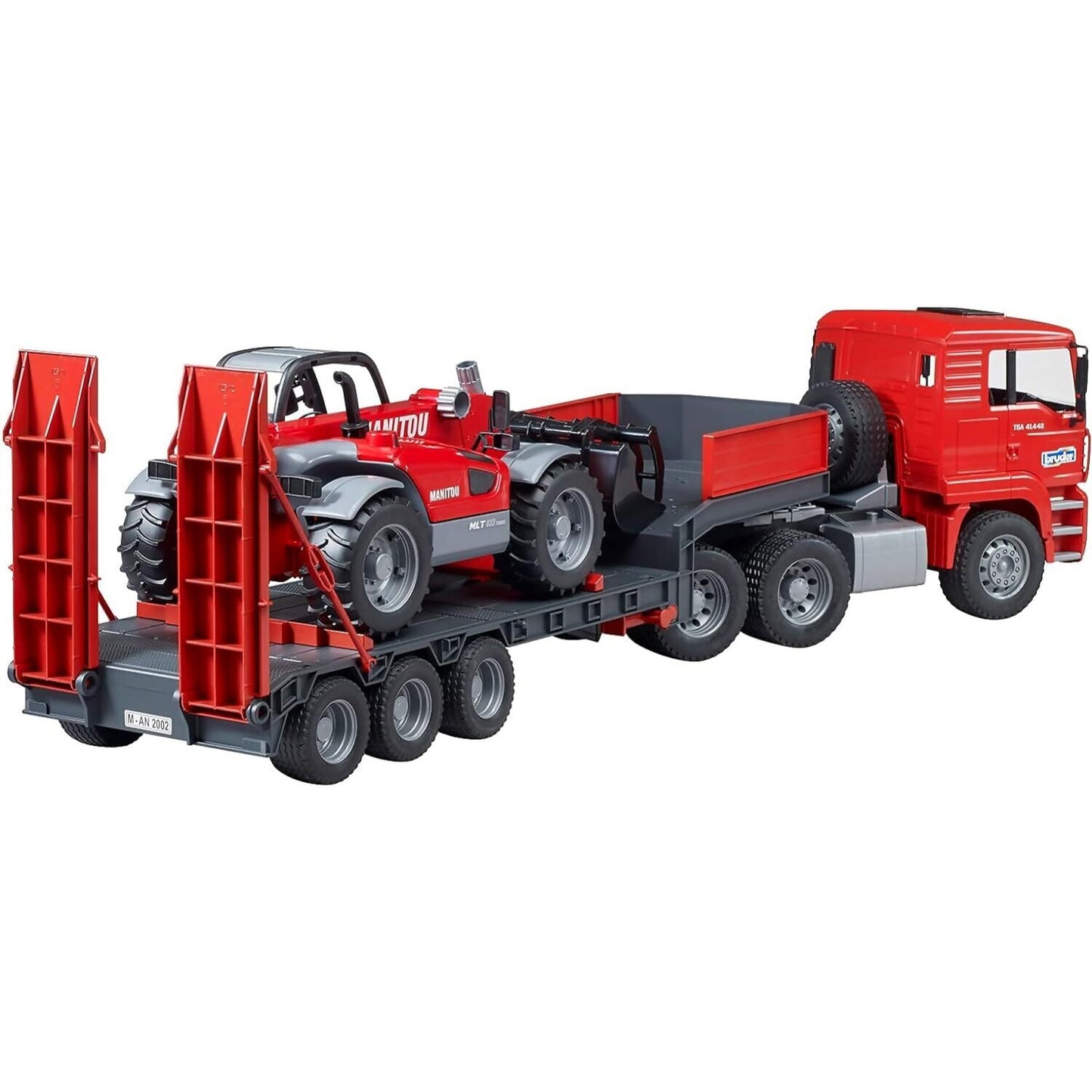Bruder - Man Tga Truck With Low Loader Trailer And Manitou Telehandler